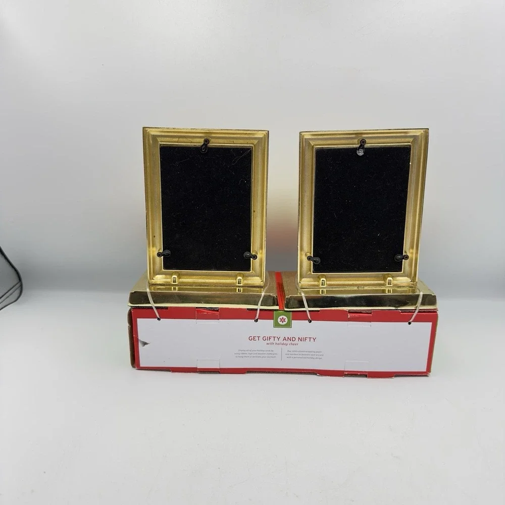 Gold Tone Picture Frames Stocking Holder Christmas 3